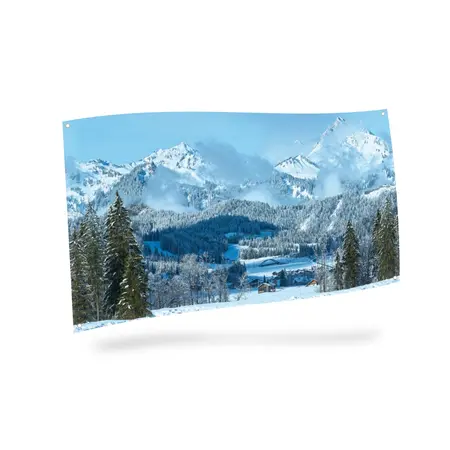 ACHTERGROND DOEK - BERGLANDSCHAP 150X75CM