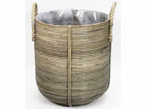 BASKET STRIPE D40H45CM GREY