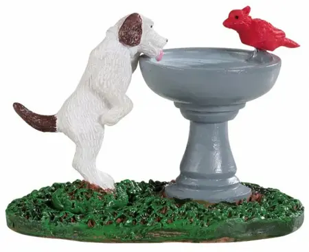 BIRD BATH DOG FOUNTAIN