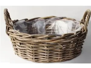 BOWL PLANTER RATTAN GREY D40H14CM