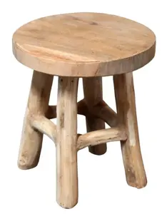 DECO STOOL TEAK NATURAL D17H22CM