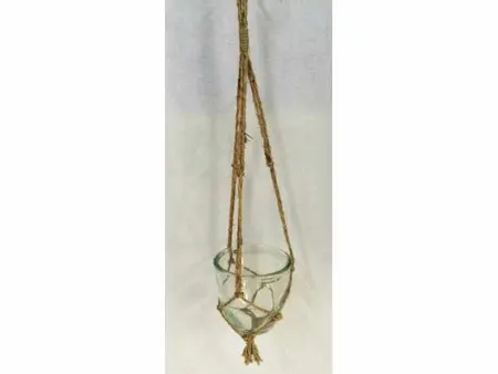 Hang Glas met Jute - H 15 x D 12 cm