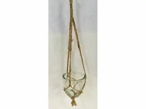 Hang Glas met Jute - H 15 x D 12 cm