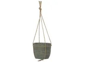 HANGING POT STRIPE GREEN D15H14CM