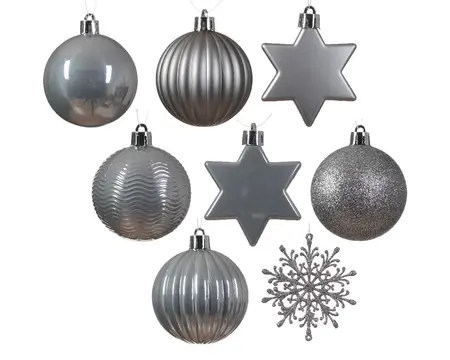 KERSTBAL MIX MARMER GRIJS D.6CM - afbeelding 1