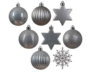 KERSTBAL MIX MARMER GRIJS D.6CM - afbeelding 2