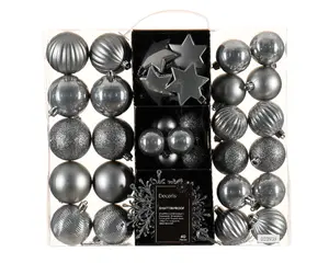 KERSTBAL MIX MARMER GRIJS D.6CM - afbeelding 2