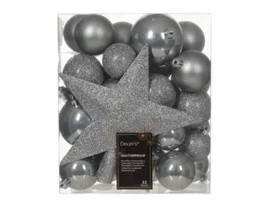 KERSTBAL MIX MARMER GRIJS D.8CM - afbeelding 2