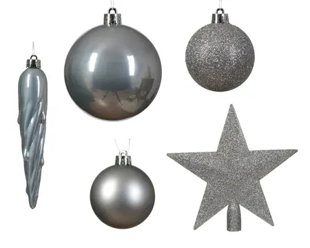 KERSTBAL MIX MARMER GRIJS D.8CM - afbeelding 2