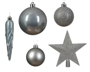 KERSTBAL MIX MARMER GRIJS D.8CM - afbeelding 2