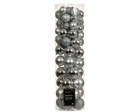 KERSTBAL MIX ZILVER D.8CM - afbeelding 1