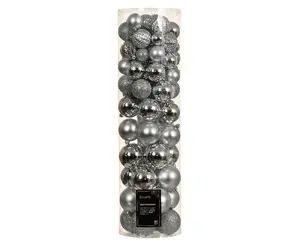 KERSTBAL MIX ZILVER D.8CM - afbeelding 2