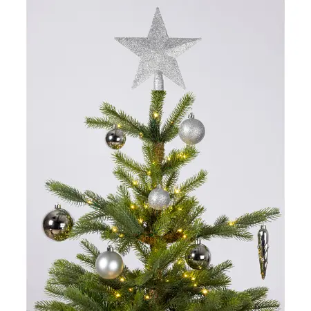 KERSTBALLEN GL/MAT/GLITTER ZILVER D.8CM - afbeelding 3