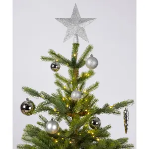 KERSTBALLEN GL/MAT/GLITTER ZILVER D.8CM - afbeelding 3