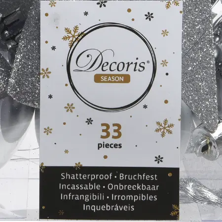 KERSTBALLEN GL/MAT/GLITTER ZILVER D.8CM - afbeelding 2