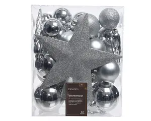 KERSTBALLEN GL/MAT/GLITTER ZILVER D.8CM - afbeelding 4