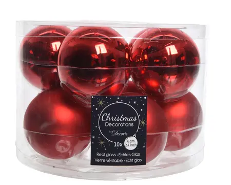 KERSTBALLEN GL/MAT MIX  KERSTROOD D.6CM - afbeelding 3