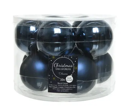 KERSTBALLEN GL/MAT MIX  NACHTBLAUW D.6CM - afbeelding 1