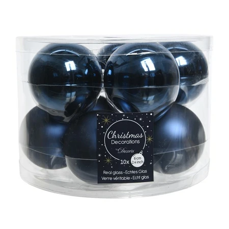 KERSTBALLEN GL/MAT MIX  NACHTBLAUW D.6CM - afbeelding 2