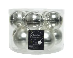 KERSTBALLEN GL/MAT MIX  ZILVER D.6CM - afbeelding 2