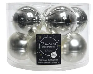 KERSTBALLEN GL/MAT MIX  ZILVER D.6CM - afbeelding 3