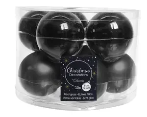 KERSTBALLEN GL/MAT MIX ZWART D.6CM - afbeelding 2