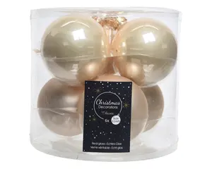 KERSTBALLEN GLAS ENAMELMATT MIX PAREL D8CM