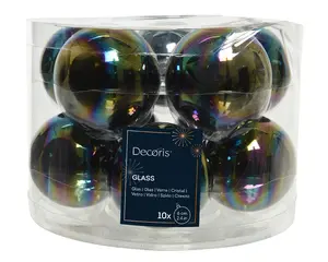 KERSTBALLEN GLAS SHINY D6CM ZWART IRIS