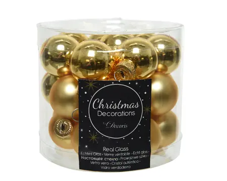 KERSTBALLEN GLAS SHINY MATT MIX D2.5CM L.GOUD - afbeelding 2