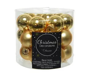 KERSTBALLEN GLAS SHINY MATT MIX D2.5CM L.GOUD - afbeelding 2