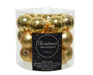 KERSTBALLEN GLAS SHINY MATT MIX D2.5CM L.GOUD - afbeelding 3