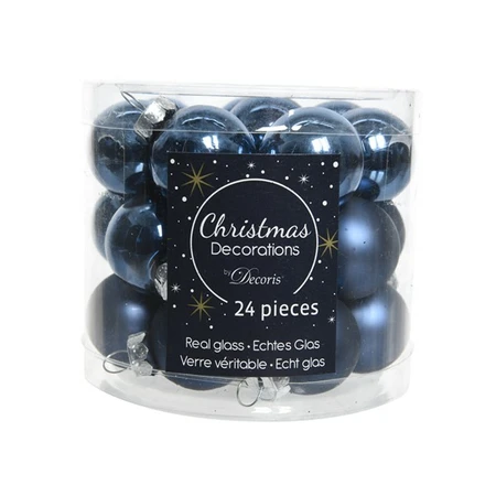 KERSTBALLEN GLAS SHINY MATT MIX D2.5CM NACHTBLAUW - afbeelding 3