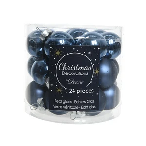 KERSTBALLEN GLAS SHINY MATT MIX D2.5CM NACHTBLAUW - afbeelding 3