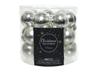 KERSTBALLEN GLAS SHINY MATT MIX D2.5CM ZILVER - afbeelding 2