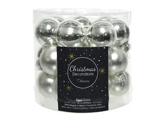 KERSTBALLEN GLAS SHINY MATT MIX D2.5CM ZILVER - afbeelding 2