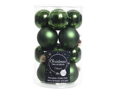 KERSTBALLEN GLAS SHINY-MATT MIX D3.5CM DENNENGROEN - afbeelding 2