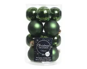 KERSTBALLEN GLAS SHINY-MATT MIX D3.5CM DENNENGROEN - afbeelding 2