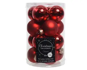 KERSTBALLEN GLAS SHINY MATT MIX D3.5CM KERSTROOD - afbeelding 2