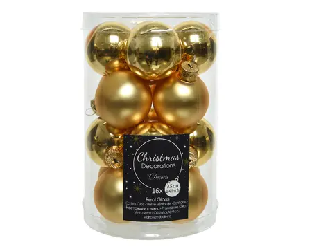 KERSTBALLEN GLAS SHINY MATT MIX D3.5CM L.GOUD - afbeelding 2