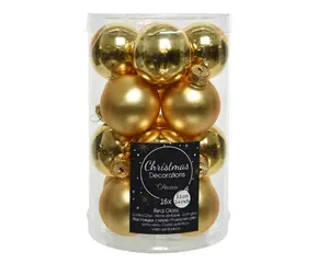 KERSTBALLEN GLAS SHINY MATT MIX D3.5CM L.GOUD - afbeelding 2