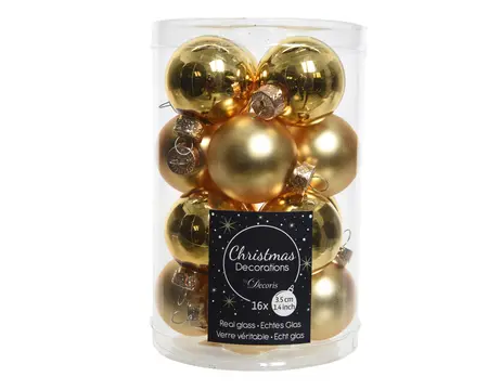 KERSTBALLEN GLAS SHINY MATT MIX D3.5CM L.GOUD - afbeelding 3