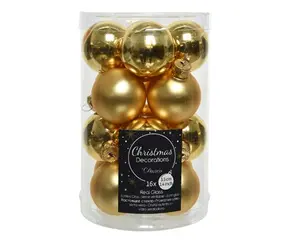 KERSTBALLEN GLAS SHINY MATT MIX D3.5CM L.GOUD - afbeelding 3