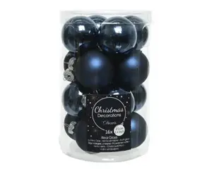 KERSTBALLEN GLAS SHINY MATT MIX D3.5CM NACHTBLAUW - afbeelding 3