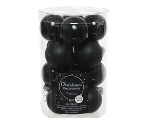 KERSTBALLEN GLAS SHINY MATT MIX D3.5CM ZWART - afbeelding 2