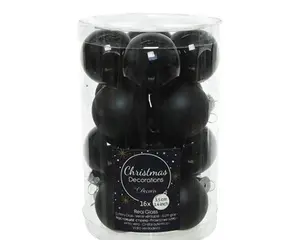 KERSTBALLEN GLAS SHINY MATT MIX D3.5CM ZWART - afbeelding 3