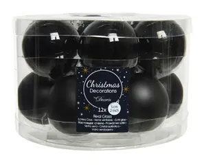 KERSTBALLEN GLAS SHINY MATT MIX D5CM ZWART