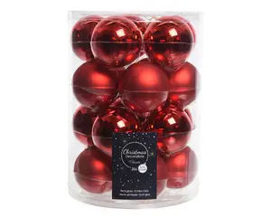 KERSTBALLEN GLAS SHINY MATT MIX D6CM KERSTROOD