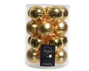 KERSTBALLEN GLAS SHINY MATT MIX D6CM L.GOUD