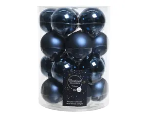 KERSTBALLEN GLAS SHINY MATT MIX D6CM NACHTBLAUW - afbeelding 2
