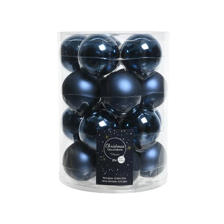 KERSTBALLEN GLAS SHINY MATT MIX D6CM NACHTBLAUW - afbeelding 2